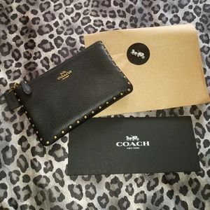 Authentic Leather Coach Pouch with gold Rivets